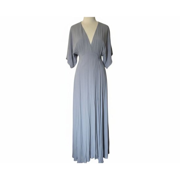 Reformation Winslow Wrap Maxi Dress Fog Gray Size S Kimono Sleeve Boho Long Gown - Picture 12 of 16